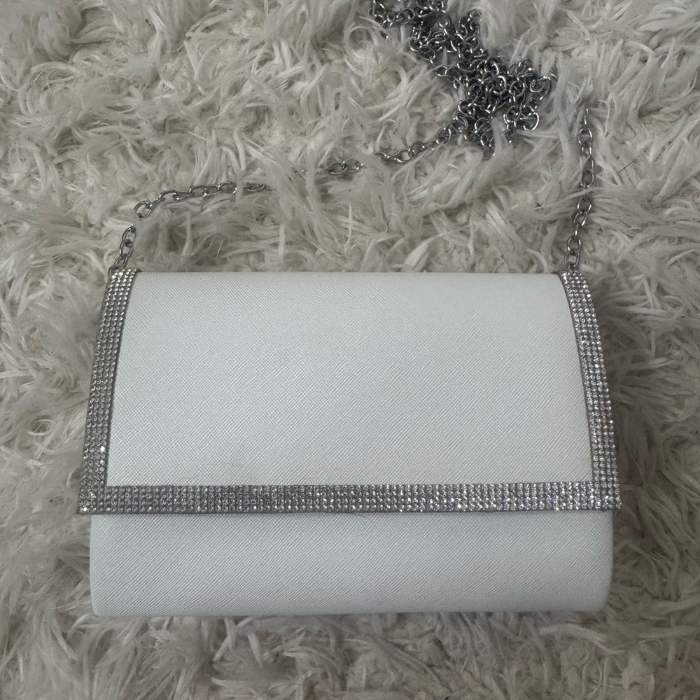 Windsor White and Silver Rhinestone Clutch